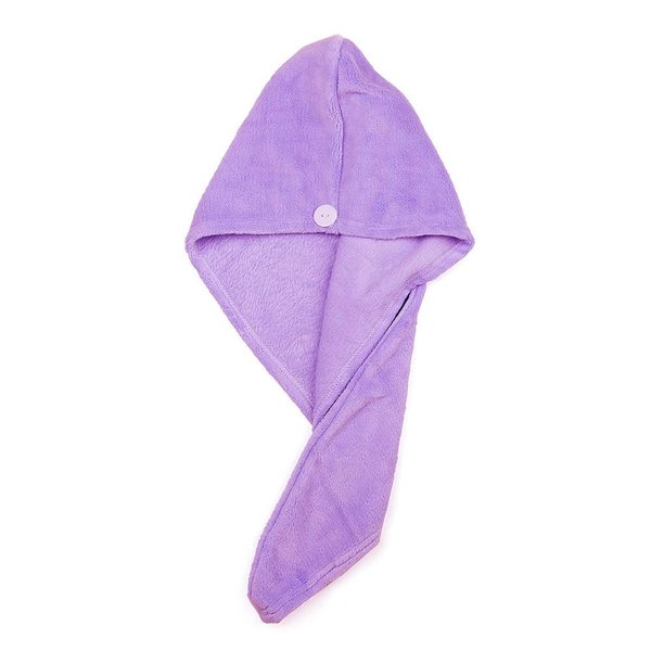 Savefavor 1 Pack Microfiber Hair Turban Wrap Ultra Absorbent & Quick Magic Hair Dry Hat with Button,Anti frizz Bath Shower Head Towel Cap,Purple
