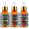 Wumal 3 Pack Face Serum Set - Vitamin C Serum, Retinol Serum & Hyaluronic Acid Serum - Firming, Brightening & Hydrating - Reset Your Skin Day and Night