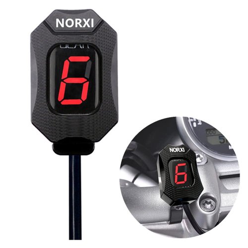 Motorcycle Gear Indicator for Kawasaki ER6N V650 Ninja 300 Z1000SX Moto 1-6 Gear Display ECU Plug LED Digital Display Waterproof(Red with Holder)