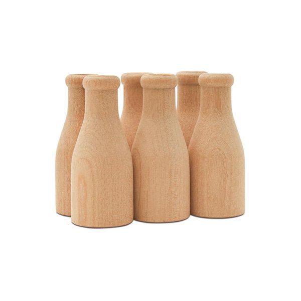 Wooden Milk Bottle, 2 inch, Pack of 25, Small Unfinished Cargo Drums, Perfect for Miniatures, Scale Models, Mini Train Making or Woodworking Craft Projects, by Woodpeckers