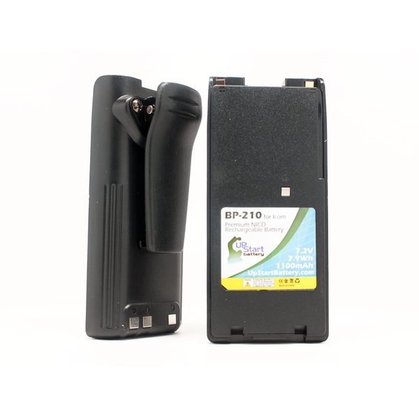2X Pack - Icom BP-210 Two-Way Radio Battery with Clip Replacement (1100mAh, 7.2V, NI-CD) - Compatible with Icom BP-209N Battery, Icom IC-A24, Icom IC-V8, IC-V82, IC-A6, IC-F21GM, IC-F21, IC-F11