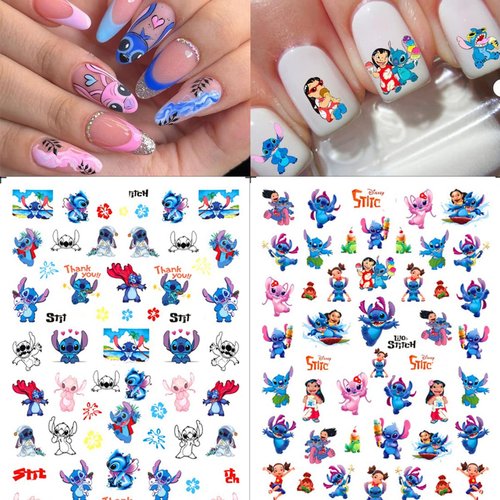 6 Sheets Cute Nail Art Stickers Decals 3D Self Adhesive Kawaii Designer Nail Stickers for Nail Art Supplies Cartoon Nail Stickers Women Girls DIY Cute Acrylic Nail Decorations