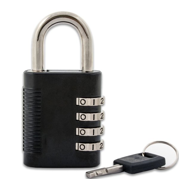 FJM Security SX-575 Locker Combination Padlock with Key Override and Code Discovery, Black