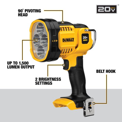 DEWALT 20V MAX LED Work Light, Pivoting Head (DCL043)