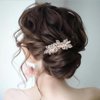 Foyte Crystal Wedding Hair Comb Pearl Bride Headpiece Rose Gold Rhinestone Hair Piece Bridal Side Hair Accessories for Women and Girls