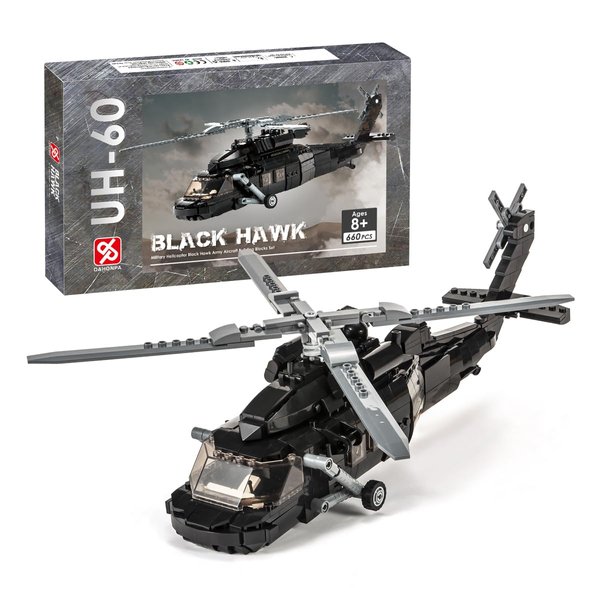 DAHONPA UH-60 Helicopter Black Hawk Medium Utility Military Army Airplane Building Bricks Set with Figure, 700 Pieces Air-Force Build Blocks Toy, Gift for Kid and Adult
