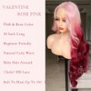 FABÉLLE Pink Wig Lace Front Wigs 30 Inch Glueless Wig Body Wave for Women Pre Plucked with Baby Hair Gradient Pink Color Synthetic Wig