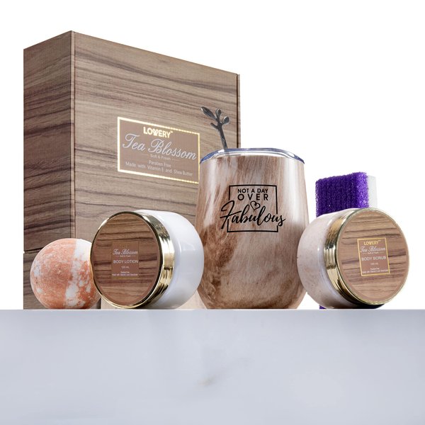 Birthday Gift Thank You & Inspirational Gifts for Women, Appreciation Gifts for Teacher, Employee, Boss, Nurse, Dad, Mom - Tea Blossom Spa Kit, Care Package, Funny Happy Birthday Wine Gifts for Men