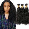 Kinky Curly Human Hair Bundles Natural Black Curly Wave Bundles Human Hair 24 24 24 Inch Brazilian Curly Bundles Hair Weave Healthy and Soft 3 Bundles Remy Hair Extensions