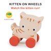 Mentari Toys - Kitten on Wheels - Wooden Cat Push Toy for Babies and Toddlers - Natural Wood Handheld Toy with 4 Wheels - Enhances Motor Skills - Fosters Imaginative Play - Age 6m+
