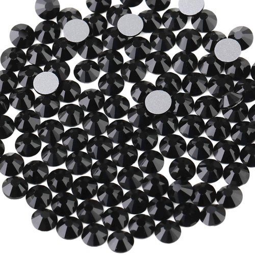 Beadsland 2880pcs Flat Back Crystal Rhinestones Round Gems for Nail Art and Craft Glue Fix,Black,SS10,2.7-2.9mm