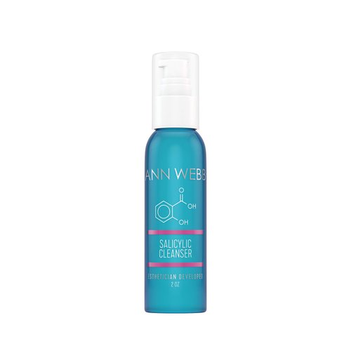 Ann Webb Salicylic Exfoliant Cleanser - Strong but Gentle Non-drying, Lightly Foaming Face wash with Salicylic Acid for Blackheads & Breakouts-Great for Oily & Acne Prone Skin 2oz