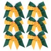 Cheerleader Bows 8 Inch Comb Color Ponytail Holder with Bling Fling Rhinestones Hair Tie Cheerleading Bows 6 Pcs (Forest Green/Gold)