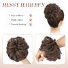 FESHFEN Hair Buns Hair Piece Hairpieces for Women Brown and Light Auburn Mixed Hair Scrunchies Thick Hair Extension Bun Messy Wavy Ponytail Scrunchy Updo Chignon 1PCS