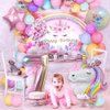 DUILE Unicorn Balloons Unicorn Birthday Party Decorations for Girls Foil Balloons Set Macaron and Rainbow Balloon Wedding Baby Shower Party Supplies (7)
