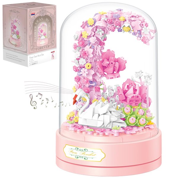 QARULUS Flower Bouquet Building Set Plants Friends Sets Adults Bonsai Tree Flowers Building Blocks Set Botanical Collection Valentine's Birthday Gift for Girls Mom Women Girlfriend（Swan）