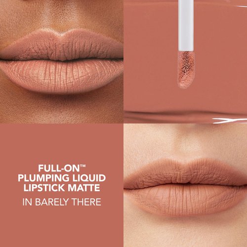 Buxom Full-On Plumping Liquid Lipstick Matte, Plumping Lip Color with Vitamin E, Hyaluronic Acid & Plumping Peptide Complex, Hydrates & Smooths Lip Lines, Transfer-Proof, Cruelty-Free (Barely There)