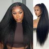 RETYUNG 26 Inch 13x6 Kinky Straight Lace Front Wigs Human Hair 180% Density Transparent Hd Lace Front Wigs Human Hair Yaki Straight Brazilian Virgin Human Hair Wigs For Women Natural Black