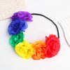 SeBneny Rainbow Rose Gay Pride Stuff Accessories Women Flower Headband Crown Boho Outfits Gay Pride Day Rainbow Accessories Floral Crown for Party Supplies Headwear 1PCS
