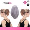 Juvabun 7" Straight Claw Clip In Ponytail Hair Extensions - Light Gray | Ponytail Extension Human Hair | Hair Extensions for Women & Men | Washable, Realistic And Synthetic | Light Gray