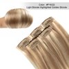 FUBILI seamless clip in hair extensions human hair Invisible PU Skin Weft Light Blonde Highlighted Golden Blonde hair extensions real hair 20 Inch 30g 5Pcs