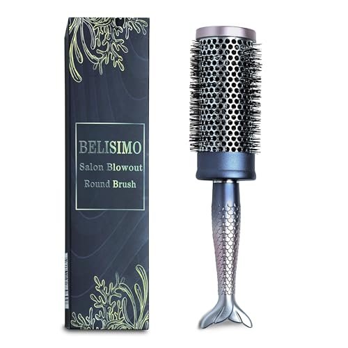 BELISIMO Unique Design Round Brush for Blow Drying, Professional 2.4 inch Round Barrel Brush With Fishtail Ergonomic Handle for Styling, Curling and Straightening. Pain-Free