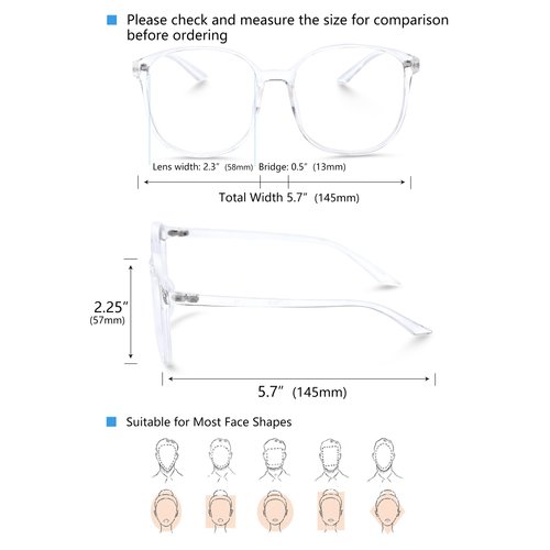 ILLAOI Blue Light Blocking Glasses Oversized - Phones|TV Eyeglasses for Women Men, Anti Eyestrain&Glare Computer Glasses