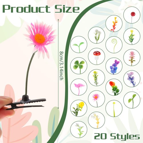 Tigeen 100 Pieces Assorted Plant Hair Clip Funny Plant Hairpins Plant Clips Flower Hair Accessories Barrettes Headwear for Women Girls Party