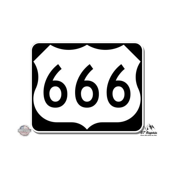 GT Graphics US Route 666 Satan Occult - 8" Vinyl Sticker - for Car Laptop I-Pad - Waterproof Decal