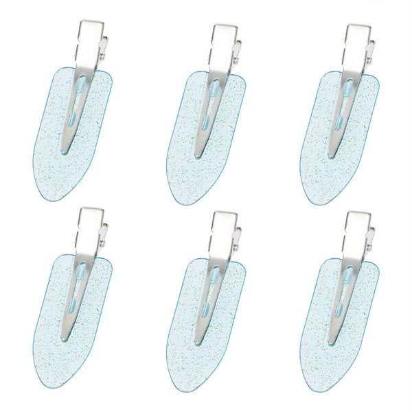 Mini Skater 6Pcs No Bend Hair Clip Makeup Pin Curl Clips No Crease Hair Clip for Hairstyle Bangs Waves Styling Hair Salon (Glitter Blue)