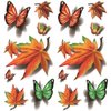 Oottati 2 Sheets Waterproof Arm Hand Temporary Tattoo Stickers 3D Maple Leaf Orange Green Butterfly Look Real and Last Long