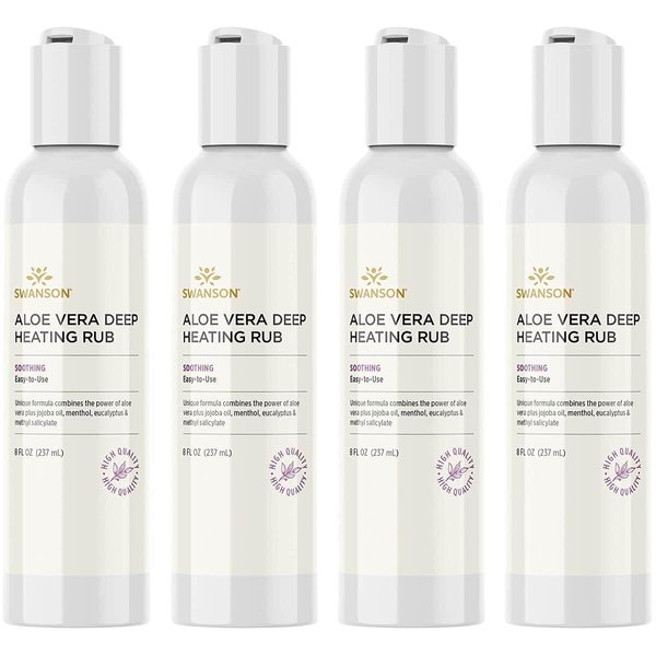 Swanson Aloe Vera Deep Heating Rub 8 fl Ounce (237 ml) Gel (4 Pack)