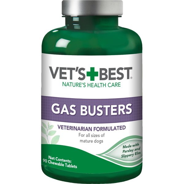 Vet's Best Gas Busters Dog Supplements for Gas Relief and Digestion Aid, 90 Chewable Tablets, USA Made