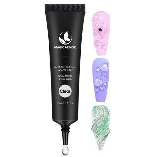 MAGIC ARMOR 15g 3D Nail Gel Sculpting Gel Nail Art Glue for Nail Art Designs DIY Nail Craving Molding Gel for 3D Gel Nail Art Polish Painting Drawing Gel Sculpture Gel Nail Decoration Manicure Clear