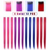 Fcysws 12PCS Red Blue Pink Purple Clip in Hair Extensions 21 Inch Heat-Resistant Synthetic straight Hair Extensions for Women Girls Gift Multi-Colors Party Highlights Clip in Synthetic Hairpiece