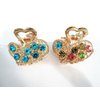 Jeweled antique gold hair claw clip with crystals (Primary color: Pink)