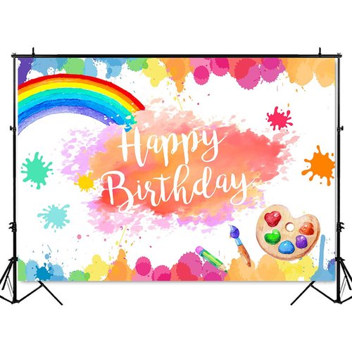 Mocsicka Painting Party Birthday Backdrop Art Paint Let's Paint Dress for a Mess Birthday Party Decorations Dress for a Mess Splatter Background Paint Party Cake Table Banner (7x5ft (82x60 inch))