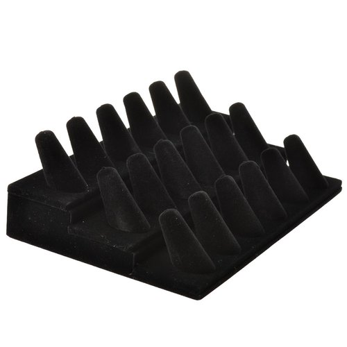 Bocar Black Velvet Finger Ring Display Showcase Organizer Holder Jewelry Storage Counter (18JZZ)