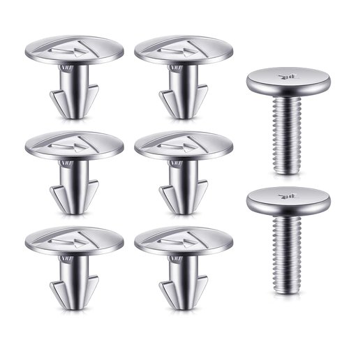 Yonput Pack-8 Lower Engine Cover Pin Screws, Compatible with Honda Civic, Accord and CRV 90674-TY2-A01, Lower Engine Radiator Splash Guard Hardware Screw Bolts (Silver)