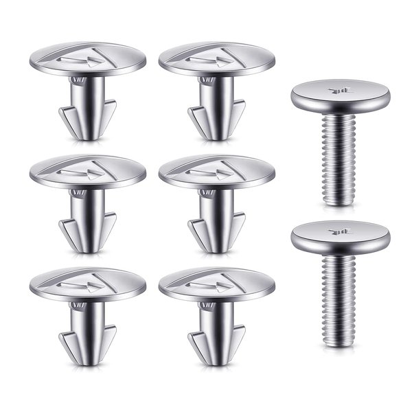 Yonput Pack-8 Lower Engine Cover Pin Screws, Compatible with Honda Civic, Accord and CRV 90674-TY2-A01, Lower Engine Radiator Splash Guard Hardware Screw Bolts (Silver)