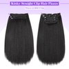 HANNE 22 Inch Kinky Straight Clip Ins Hair Extensions Clip ins for Women 4 Pieces/Lot Yaki Hair Seamless Yaki Clip ins Black Hair Extensions Clip ins for Daily or Party (Black, 22 Inch)