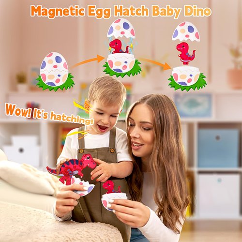 Magnetic Tiles Dinosaurs Toys for Kids 3-5, Magnet Eggs Dinosaur Animals Construction Tile for Toddlers Ages 5-7, Building Blocks for Boys Girls Ages 4-8 8-12 Year Old