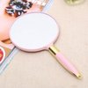 XPXKJ Handheld Mirror with Handle, for Vanity Makeup Home Salon Travel Use (Circular, Pink)
