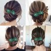 Crystal Hair Barrettes, Rhinestone Flower Leaf Shape Hairpins Hair Clips, Sparkly Austrian Hairgrip Hair Headwear Accessories for Women Girls (Green)