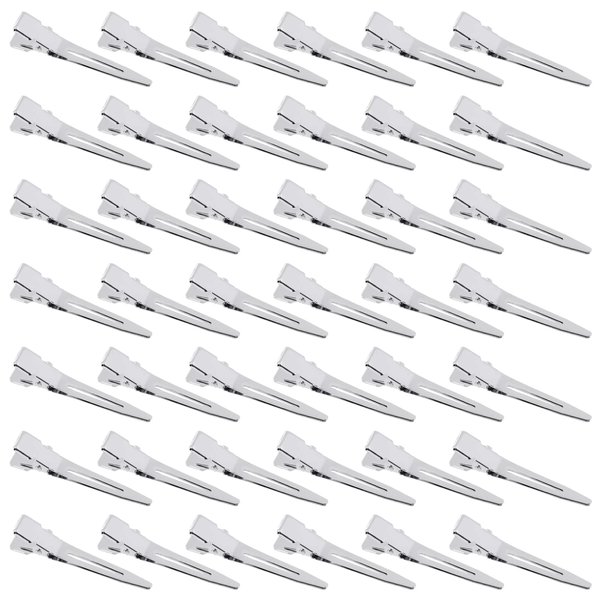 Keadic 100 Pcs Alligator Hair Clips Assortment 1.37 Inch Silver Metal Single Prong Pin Curl Clip Hairdressing Barrettes Hairpin for Hair Salon, Thick Hair Roller, Styling Sectioning, Hair Bows (3.5cm)