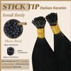 YoungSee Itip Human Hair Extensions Black I Tip Hair Extensions for Black Women I-Tip Hair Extensions Human Hair Itips Extensions Real Human Hair Black 18Inch 60 Strands 50g Pre Bonded Hair Extensions