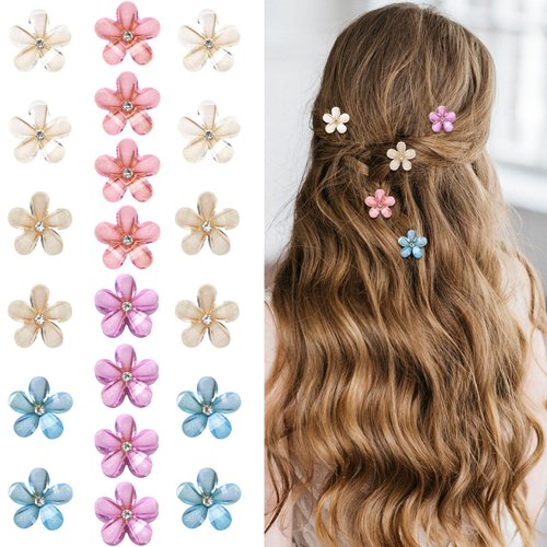 ACO-UINT 20 Pcs Small Flower Hair Clips for Women, Colorful Flower Clips Non-slip Flower Claw Clip, Cute Clips for Hair 90s Hair Accessories for Women Girls