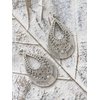 Antique Silver Floral Stamp Teardrop on Sterling Silver Earrings Boho Women Handmade Sundance Dreams Designs