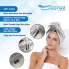 KEEPOZ Hair Towel Wrap Quick Dry 100% Cotton Super Absorbent Turban Head Wrap for Women with Button, Non Microfiber Anti Frizz Hair Products, Hair Cap for Curly, Long & Thick Hair (Grey Check, 2 Pcs)