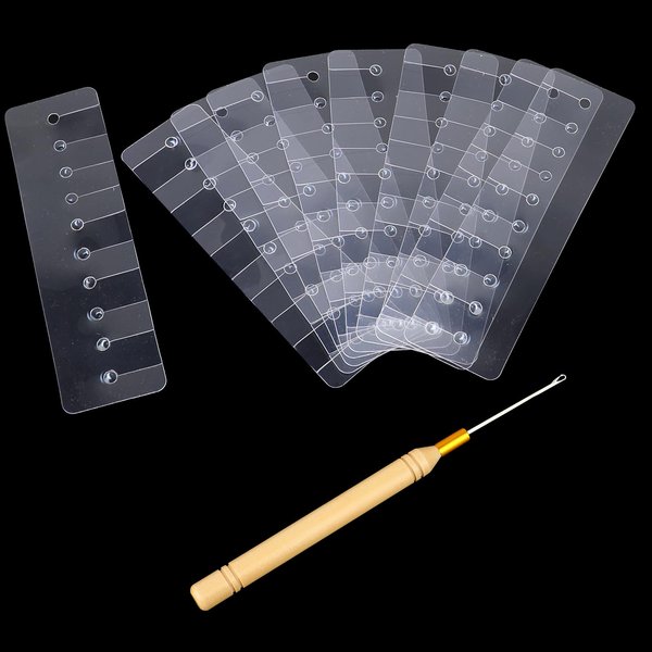 11 Pcs Heat Shield Guards for Hair Extension with Hook Hair Extension Tool, Multi Hole Shield Spacers Fusion Glue Protector Templates, Pulling Needle for Hair Extensions